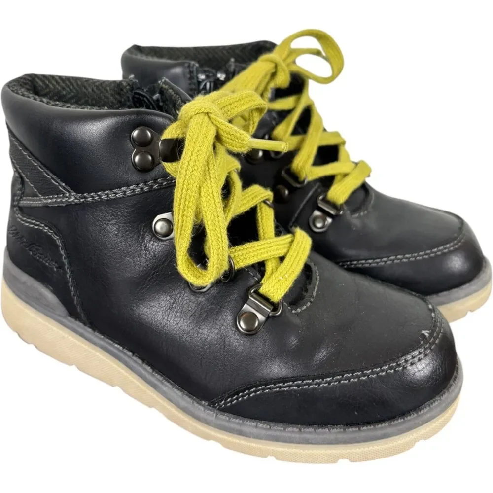 Eddie Bauer Smokey Black Faux Leather Boots Kids Size 12